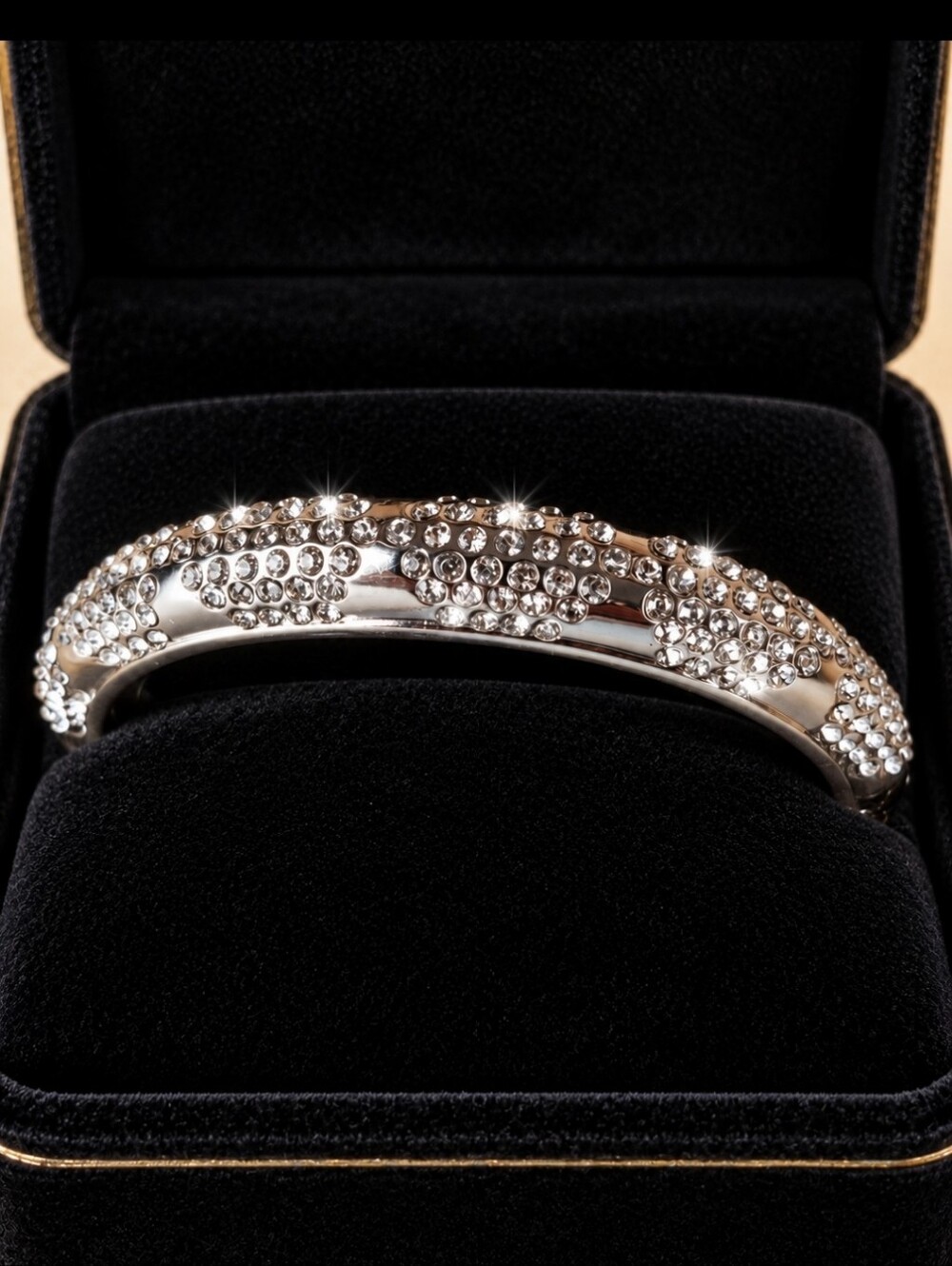 Talbots Silver Tone Clear Rhinestone Clamper Bangle Bracelet NWT Retired Vintage
